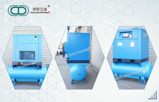 Compresor de aire industrial del tornillo todo en un color azul portátil del acero inoxidable - CON el SECADOR FRÍO